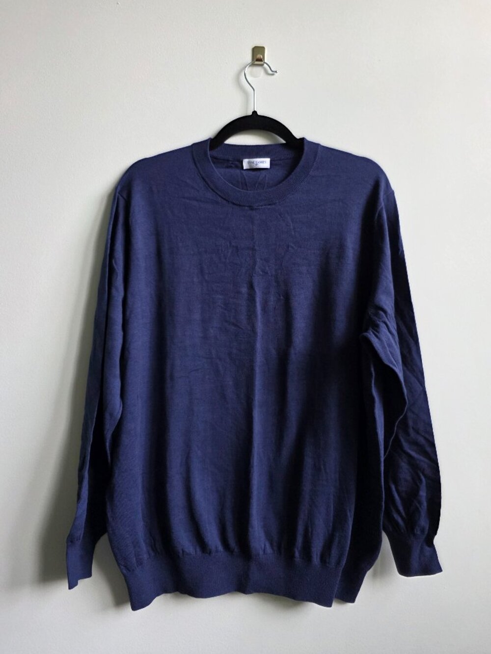 NWOT Tom James Custom-Made 100% Pima Cotton Men's XL Crewneck Sweater, Blue